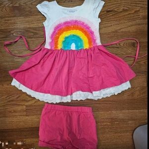 Girl August Rainbow Dress In Pink